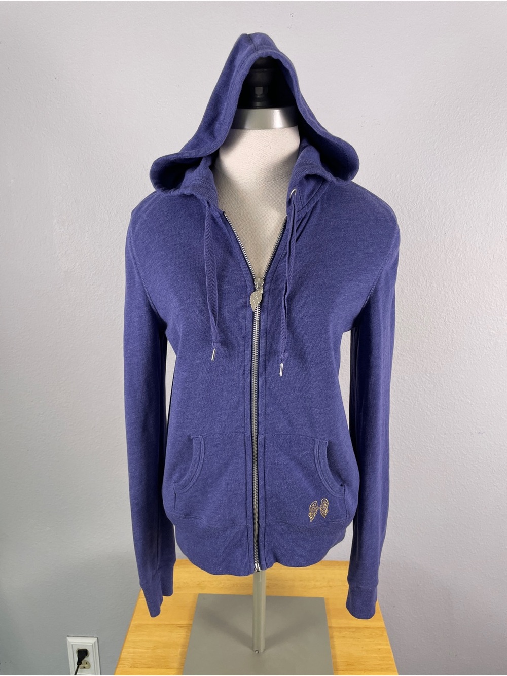 Victoria's Secret Supermodel Essentials Blue Zip Hoodie Rhinestones Y2K Small